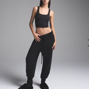 SKIMS Black Ribbed Cotton Joggers • LG